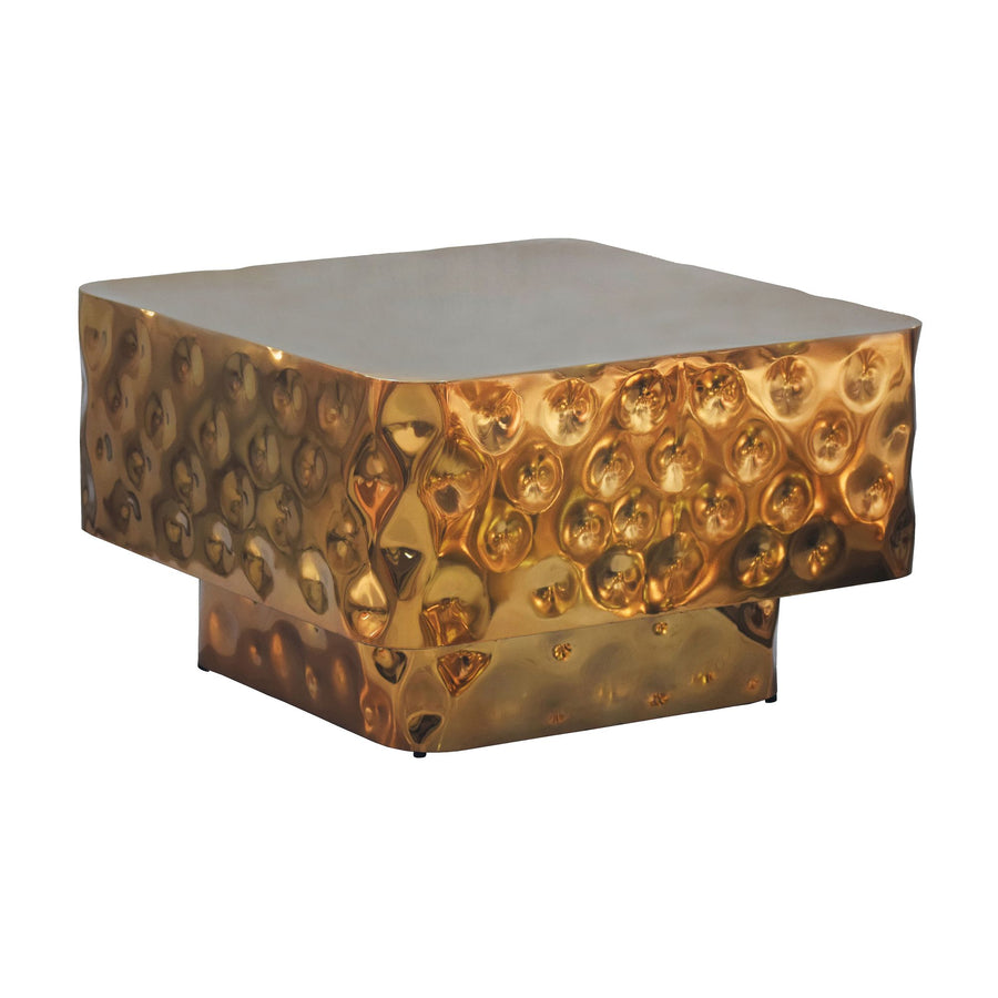 FineBuy Couchtisch Aluminium Quadratisch 60cm - Design Wohnzimmertisch Gehämmert - Moderner Loungetisch - Sofatisch Hammerschlag - Beistelltisch Wohnz
