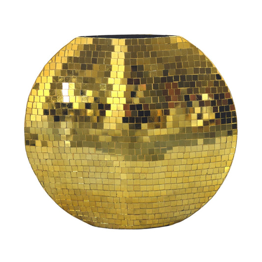 FineBuy Tischvase Metall 40cm - Dekovase Mosaik rund - Vase modern - Wohnzimmer Deko - Design Vase flach Tisch Dekoration Handmade
