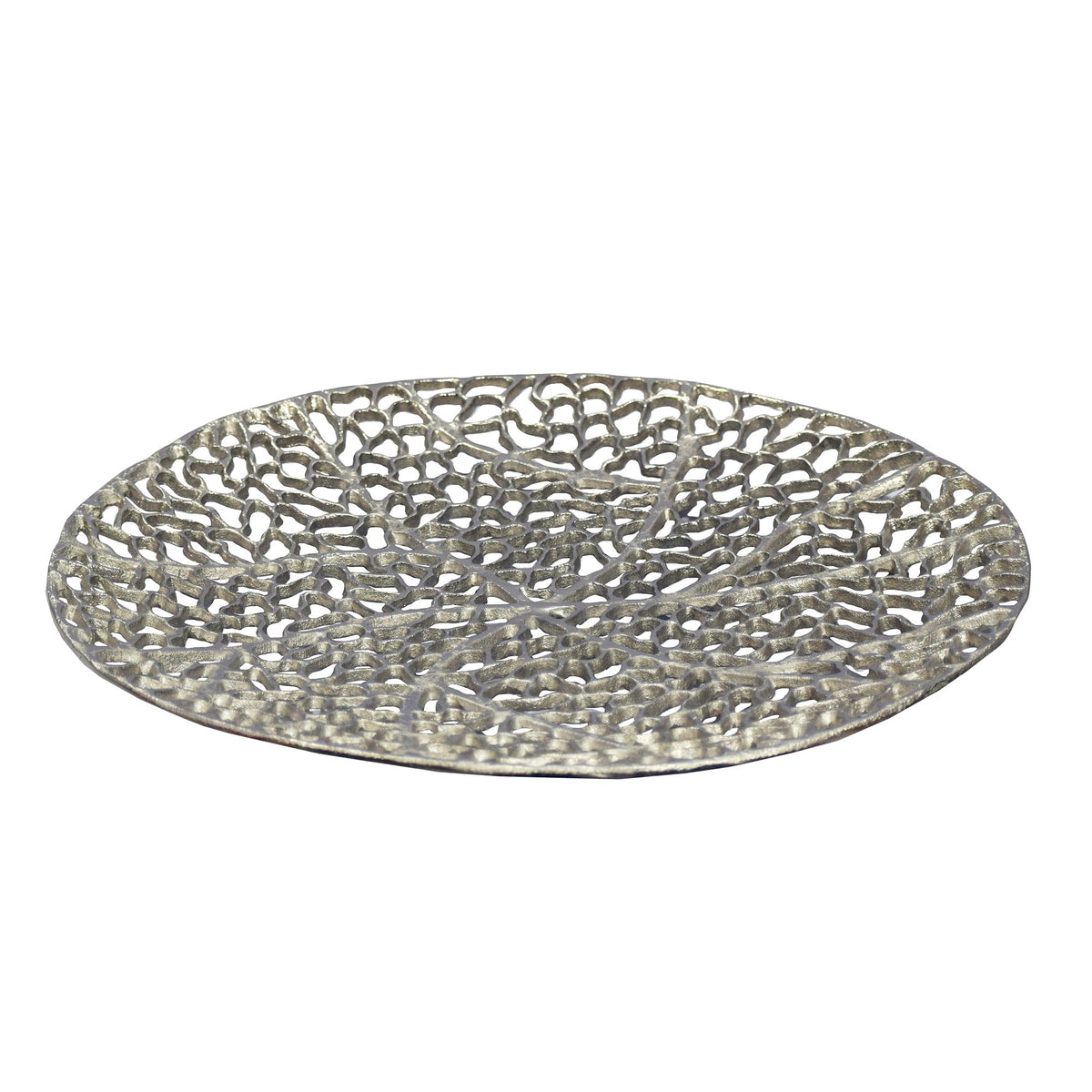 FineBuy Dekoschale Rund Schale Metall 44cm Tischdeko - Moderne Metallschale mit Fuß aus Aluminium - Elegante Aluschale - Alu Dekoteller Obstschale Han