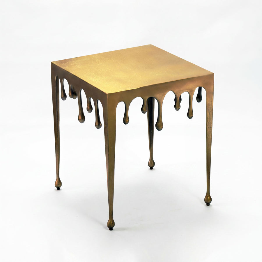 FineBuy Beistelltisch 45,5cm Aluminium Tisch Quadratisch - Design Anstelltisch Alu Modern Drops - Wohnzimmertisch Metall Tropfen - Metalltisch Dekotis