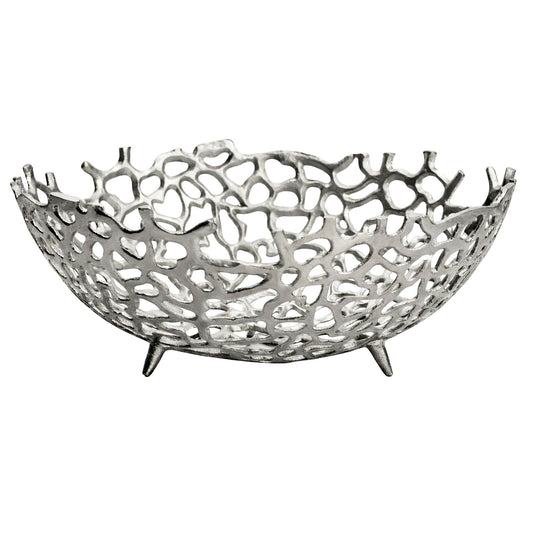 FineBuy Obstschale Rund Schale Metall 46cm Tischdeko - Moderner Obstkorb mit Fuß aus Aluminium - Elegante Dekoschale - Alu Früchtekorb Handmade