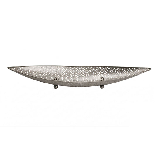 FineBuy Obstschale Oval Schale 60cm Tischdeko länglich - Moderner Obstkorb mit Fuß aus Metall - Elegante Dekoschale - Früchtekorb Handmade