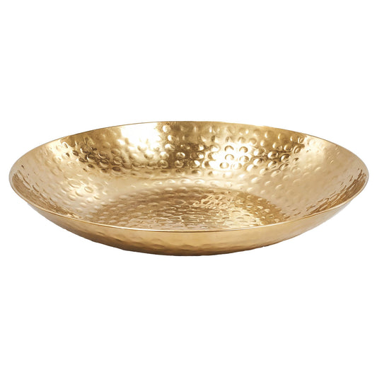FineBuy Obstschale Rund Gold Schale Metall Tischdeko - Moderner Obstkorb Hammerschlag aus Aluminium - Elegante Alu Früchteschale Handmade
