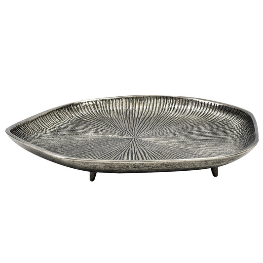 FineBuy Dekoschale Aluminium 40cm Organisch - Design Standdeko Metall - Schmuckteller Tisch Deko mit Beinen - Dekoteller Schmuckschale Schale Badezimm