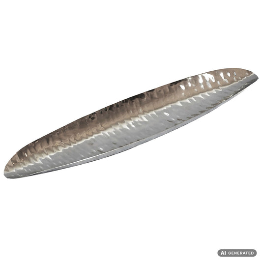 FineBuy Obstschale Oval Schale 65,5cm Tischdeko länglich - Moderne Metallschale mit Fuß - Elegante Früchteschale in Bootform Handmade