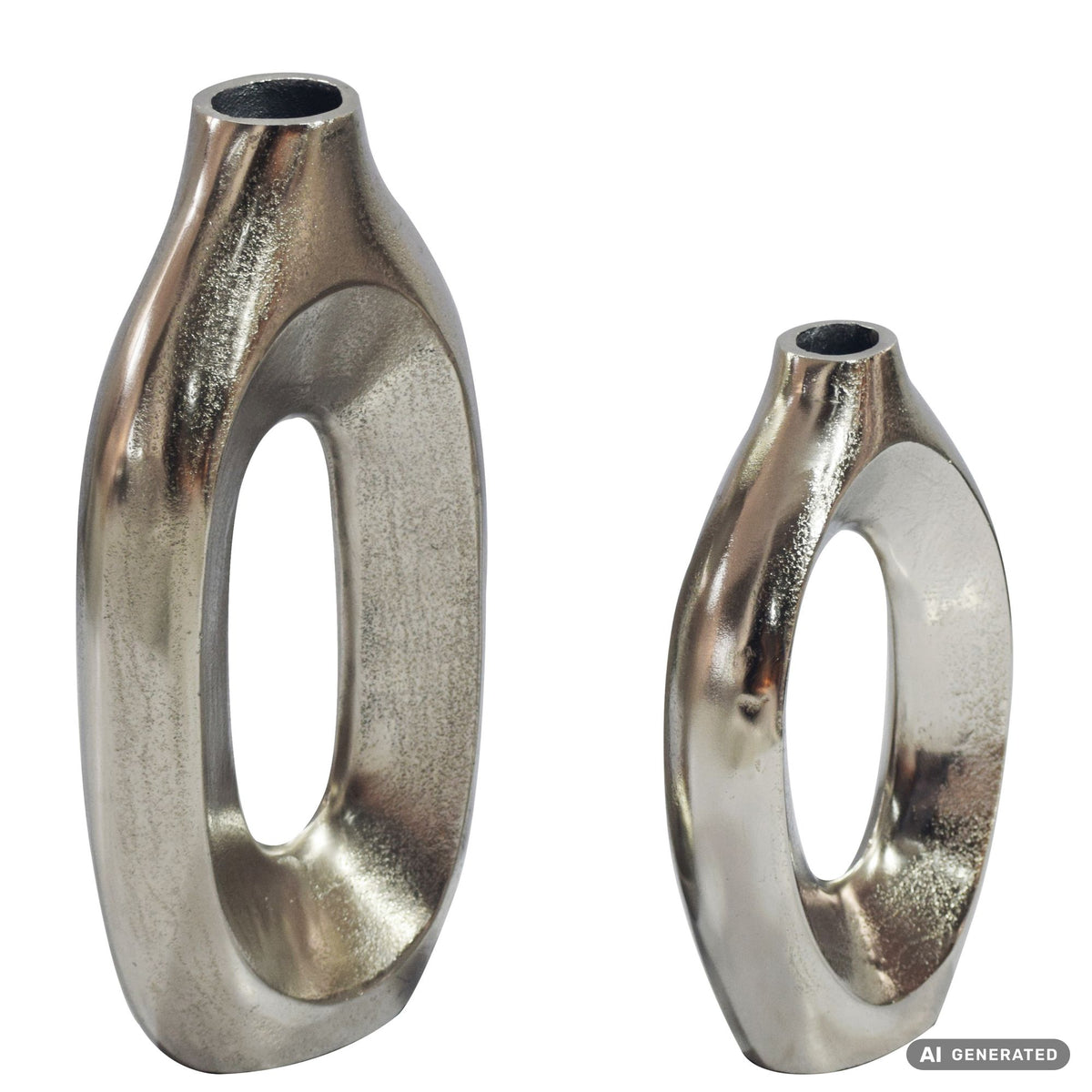 FineBuy Dekovase 2er Set Metall - Design Blumenvase Groß - Metallvase Modern - Standvase für Blumen und Trockenblumen Hoch - Wohnzimmer Deko - Wohndek