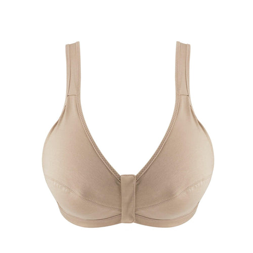 Shell - Full Cup Front Closure Silk & Organic Cotton Wireless Bra | Size: 32B | Color: Shell