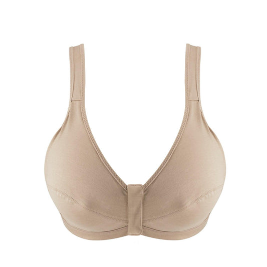 Shell - Full Cup Front Closure Silk & Organic Cotton Wireless Bra | Size: 40F | Color: Shell