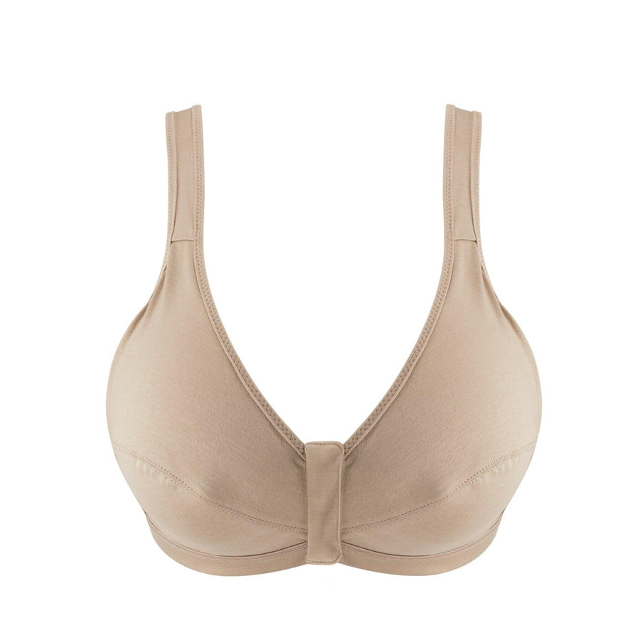Shell - Full Cup Front Closure Silk & Organic Cotton Wireless Bra | Size: 40C | Color: Shell