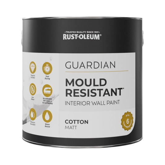 Guardian Mould Resistant White Interior Wall Paint - Cotton 2.5L