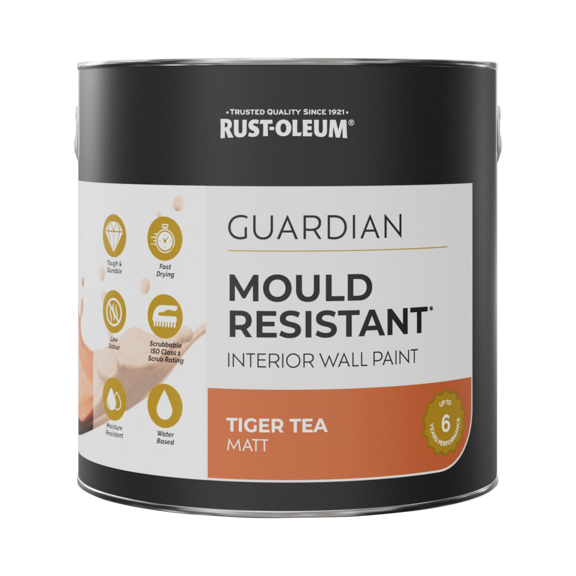 Guardian Mould Resistant Orange Interior Wall Paint - Tiger Tea 2.5L