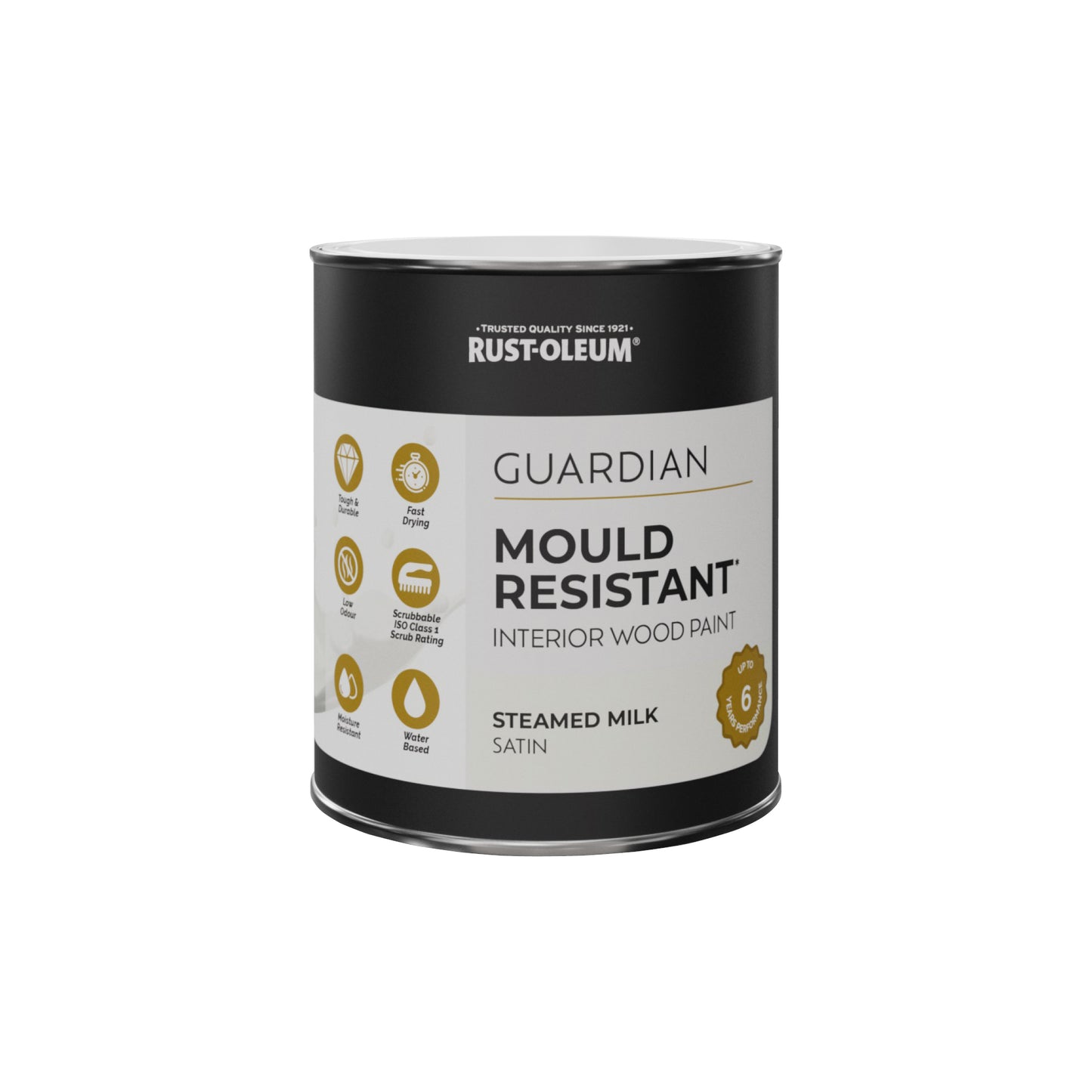 Guardian Mould Resistant White Satinwood Interior Wood Paint - Steamed Milk 750ml
