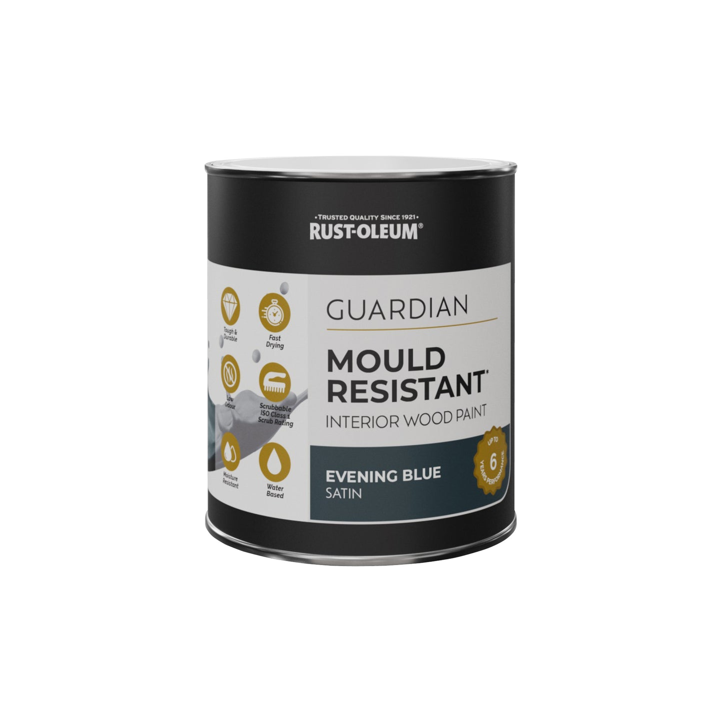 Guardian Mould Resistant Blue Satinwood Interior Wood Paint - Evening Blue 750ml