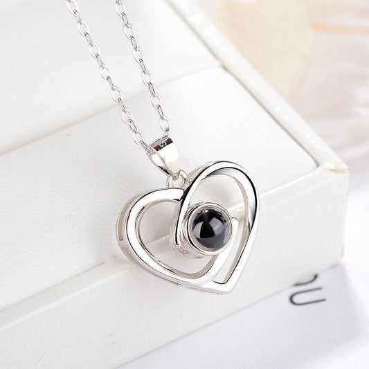 925 Sterling Silber Personalisierte Foto Projektion Halskette - Verflochtene Herzen