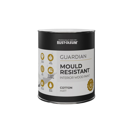 Guardian Mould Resistant White Matt Interior Wood Paint - Cotton 750ml