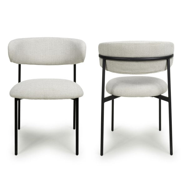 Muse Natural Linen Effect Dining Chairs - Sold In Pairs - Set Of 2 Dining Chairs