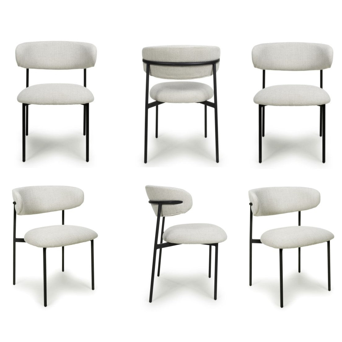 Muse Natural Linen Effect Dining Chairs - Sold In Pairs - Set Of 6 Dining Chairs