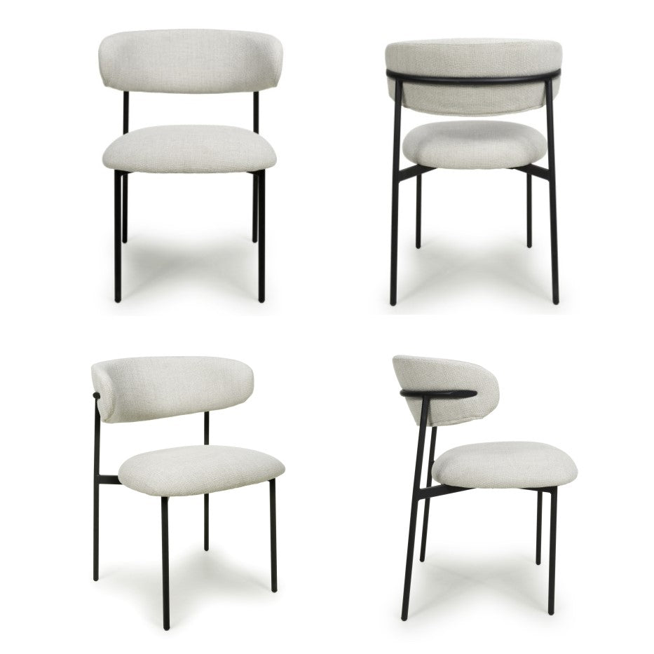 Muse Natural Linen Effect Dining Chairs - Sold In Pairs - Set Of 4 Dining Chairs