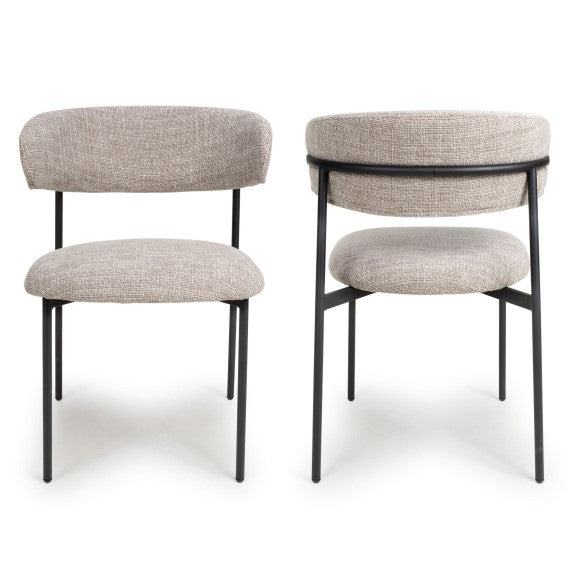 Muse Oatmeal Tweed Effect Dining Chairs - Sold In Pairs - Set Of 2 Dining Chairs