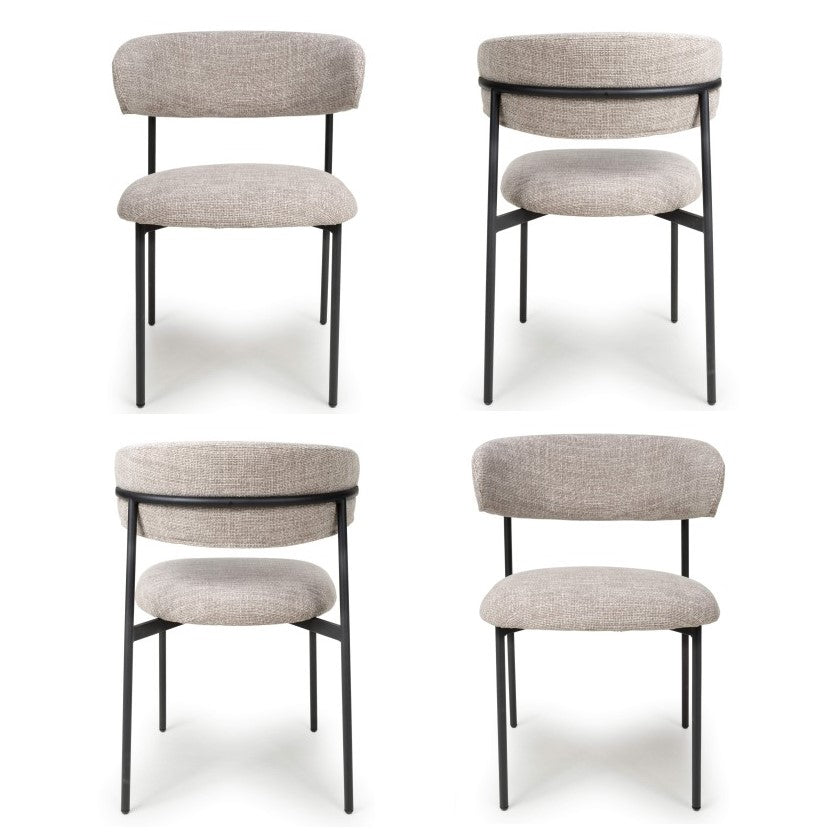Muse Oatmeal Tweed Effect Dining Chairs - Sold In Pairs - Set Of 4 Dining Chairs