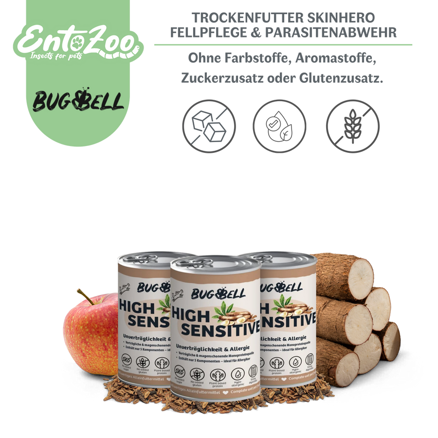 Bugbell - Nassfutter - HighSensitive - Unverträglichkeit & Allergie 400g - 3x 400g