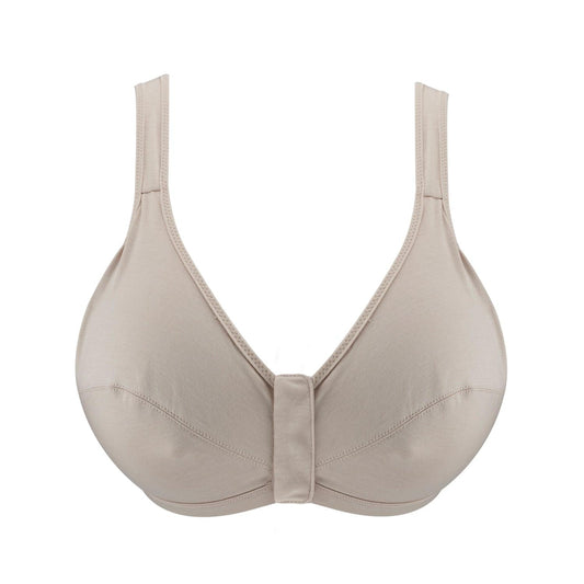 Ivory - Full Cup Front Closure Silk & Organic Cotton Wireless Bra | Size: 34F | Color: Ivory
