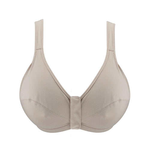 Ivory - Full Cup Front Closure Silk & Organic Cotton Wireless Bra | Size: 32C | Color: Ivory