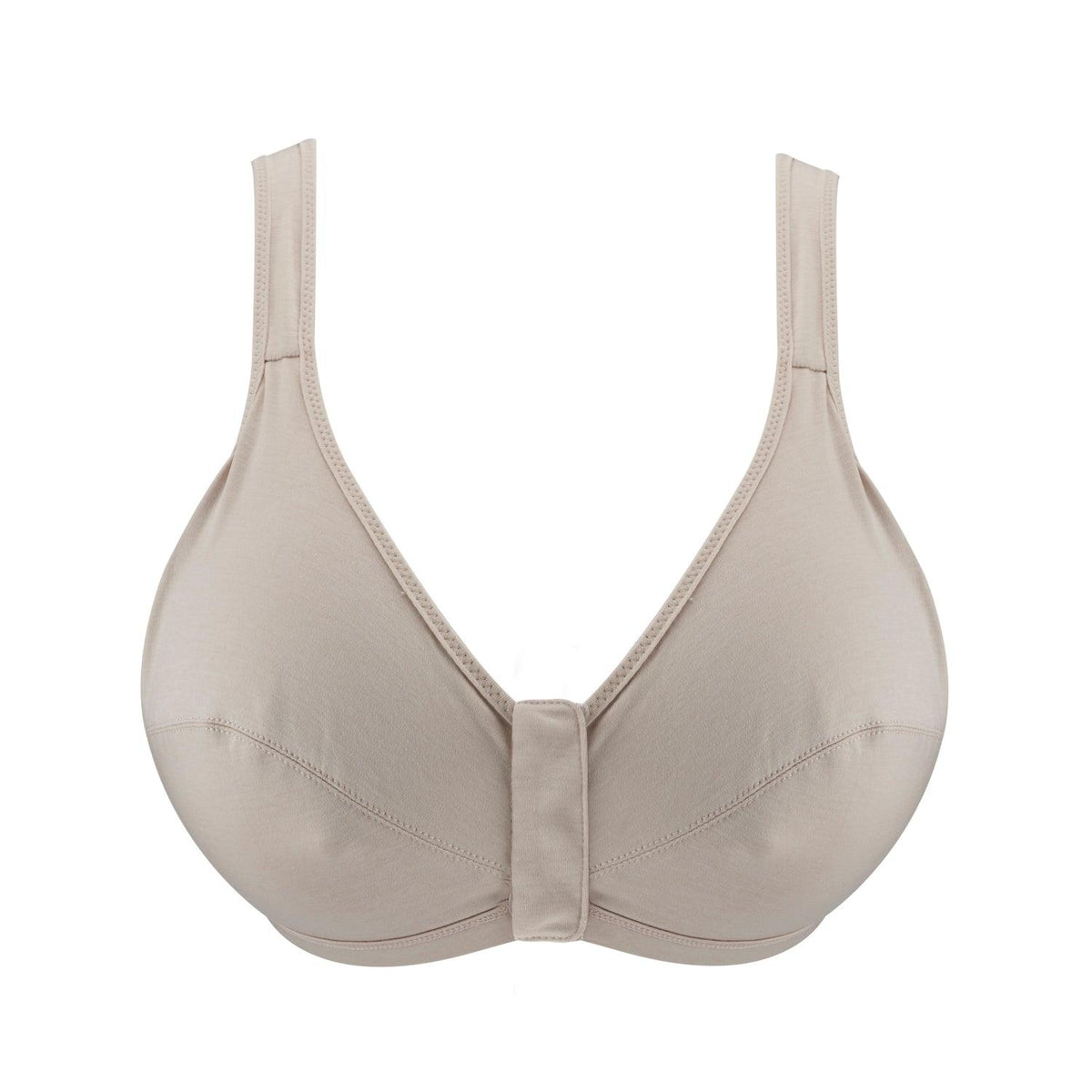 Ivory - Full Cup Front Closure Silk & Organic Cotton Wireless Bra | Size: 40DD | Color: Ivory