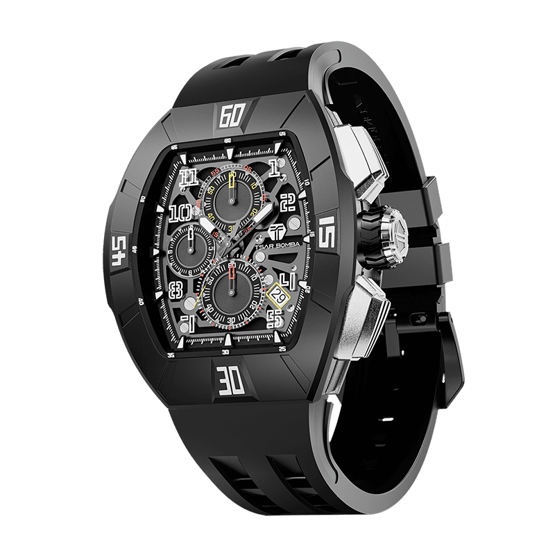 Atomic-Interchangeable Calendar Watch Fluororubber Dynamic Black