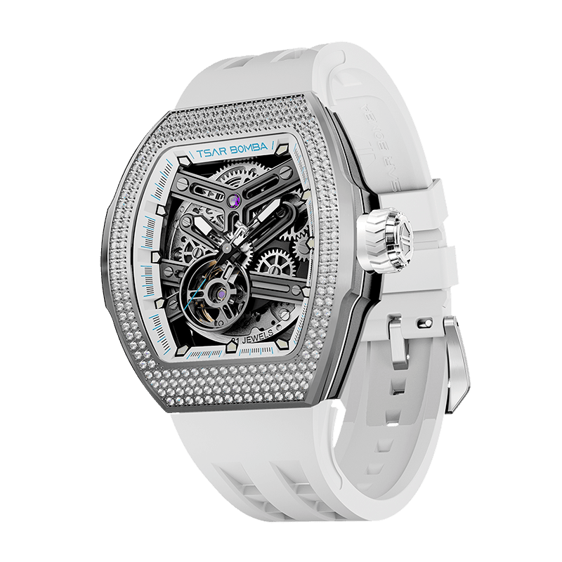 TSAR BOMBA Atomic TB8218D Zirkonia Skelett Automatik mit componentes austauschbar Herrenuhr-Zirkonia Lünette-intercahngeable Lünette;Armband;crown-Wei