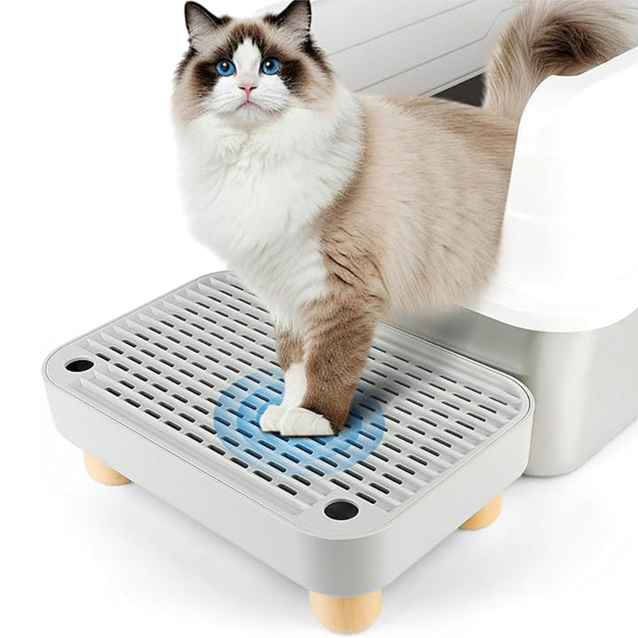 Light Gray Litter Box Step with Wooden Base - 11.8"x8"x3.6"