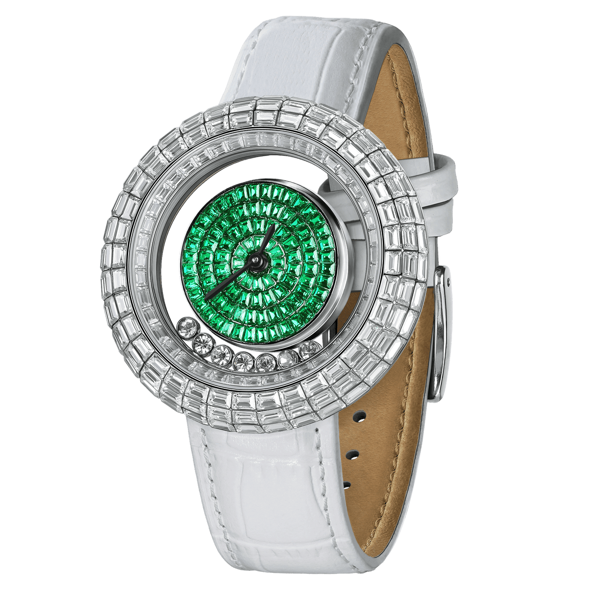TSAR BOMBA Nucleus Femme 01 Zirkonia moda Quarz Damenuhr-Weiß Zirkonia Lünette und Grün Zifferblatt-Weiß Grün