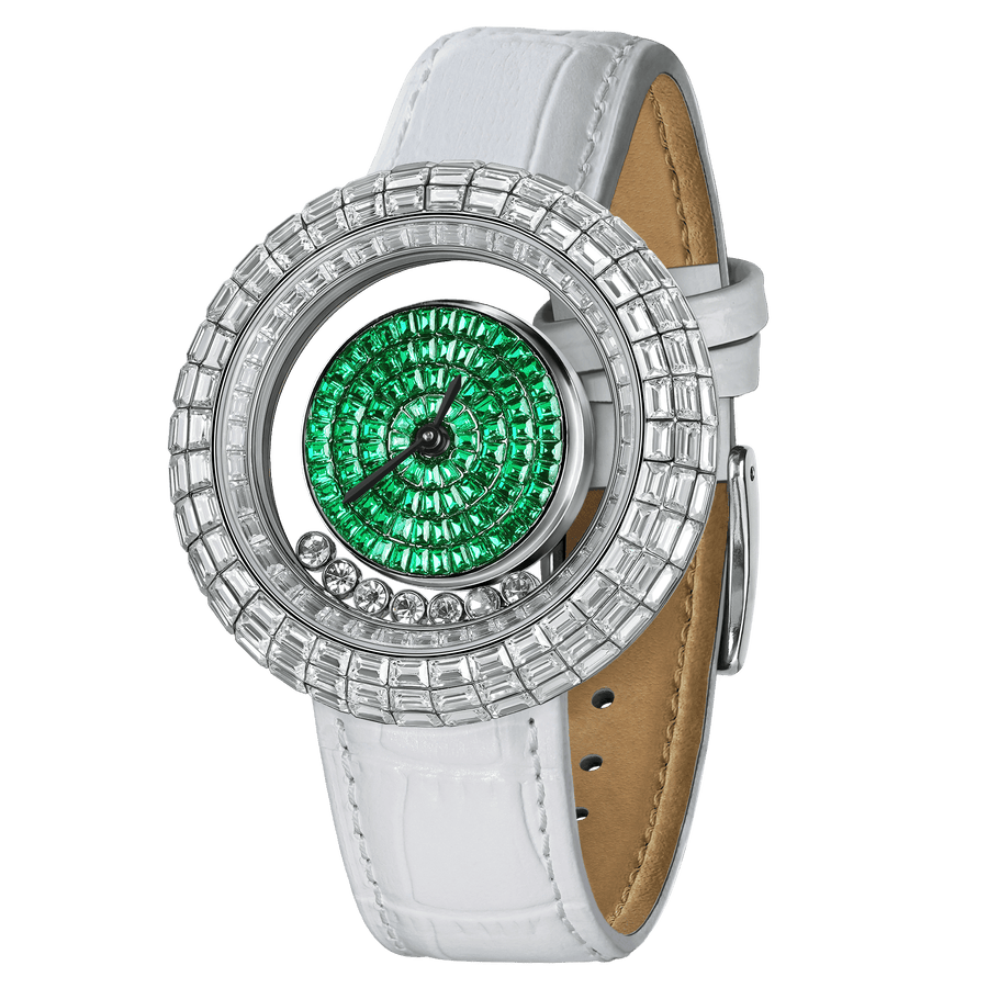 TSAR BOMBA Nucleus Femme 01 Zirkonia moda Quarz Damenuhr-Weiß Zirkonia Lünette und Grün Zifferblatt-Weiß Grün