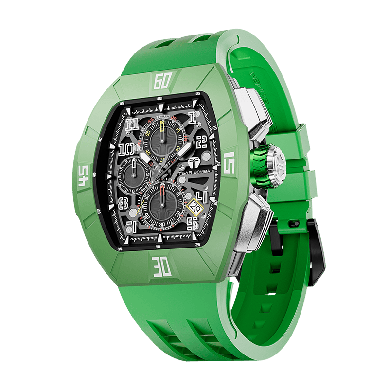 TSAR BOMBA Atomic TB8214DF Fluorkautschuk Chronograph de Quarz austauschbar Herrenuhr - Dynamic Lünette-intercahngeable Lünette;Armband;crown-Dynamic 