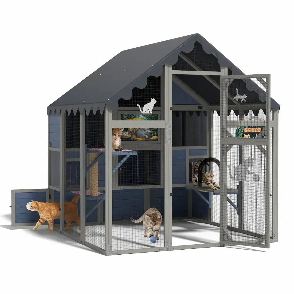 Coziwow 64"L Weatherproof Fir Wood Outdoor Cat House