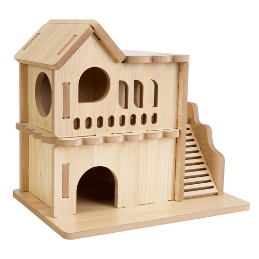 Coziwow Natural Wooden Hamster Villa