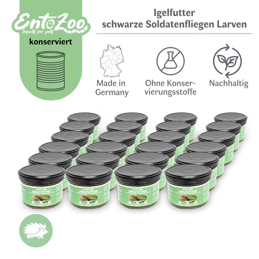 EntoZoo - Igelfutter im Glas - schwarze Soldatenfliegen Larve - 24x 170g
