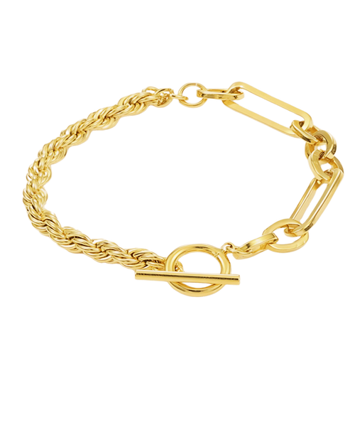 18K Gold Rope Link Chain Bracelet