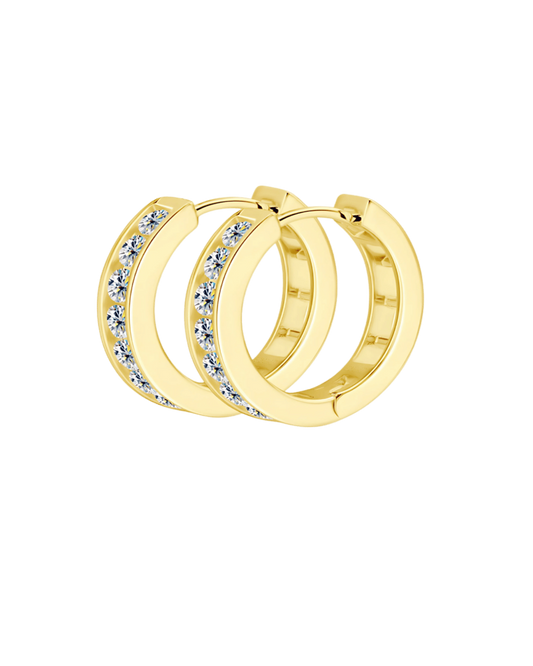 18K Diamond Gold Hoop Earrings