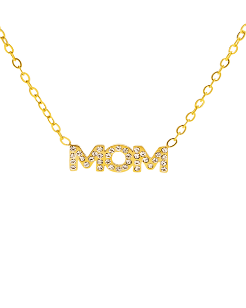 18K Gold Diamond MOM Pendant Necklace