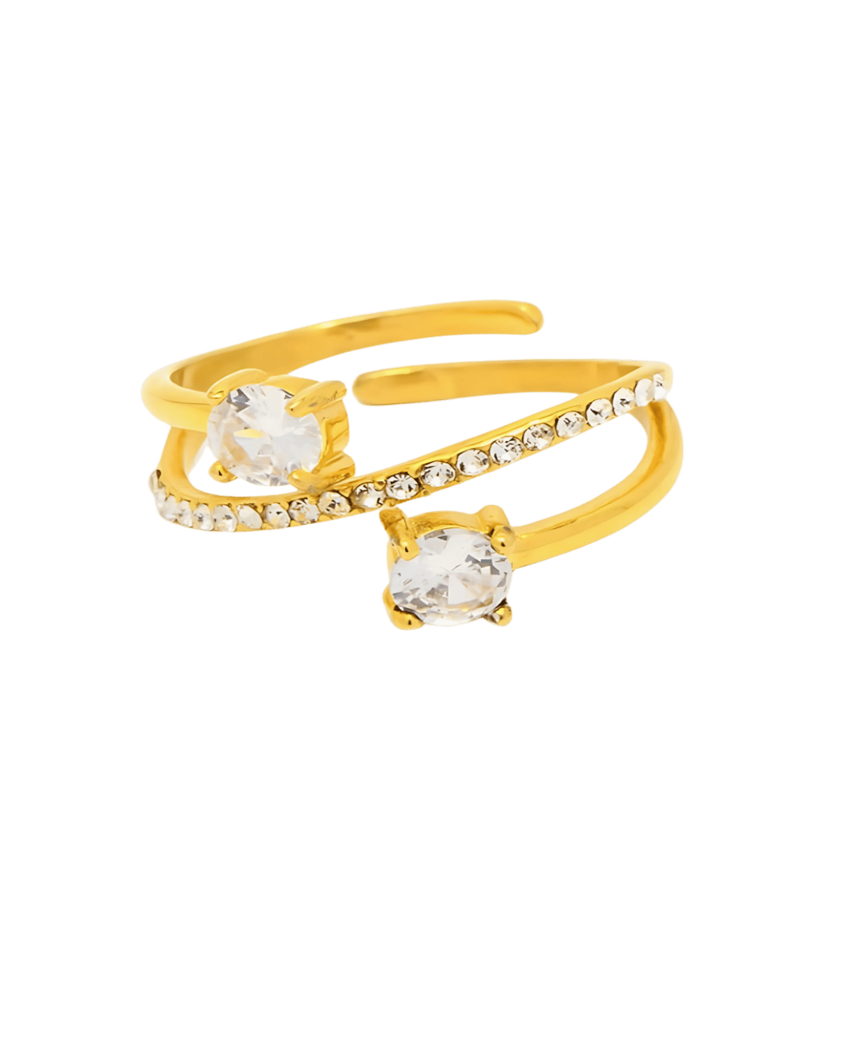 18K Gold Diamond Open Ring