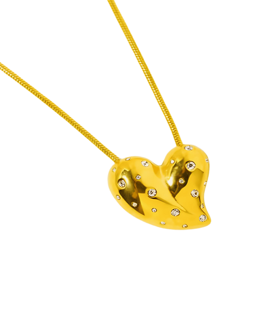 18K Gold Heart Pendant Necklace with Diamonds