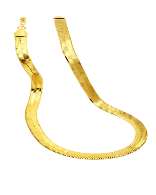 18K Gold Herringbone Chain Necklace