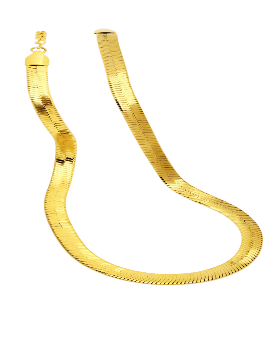 18K Gold Herringbone Chain Necklace