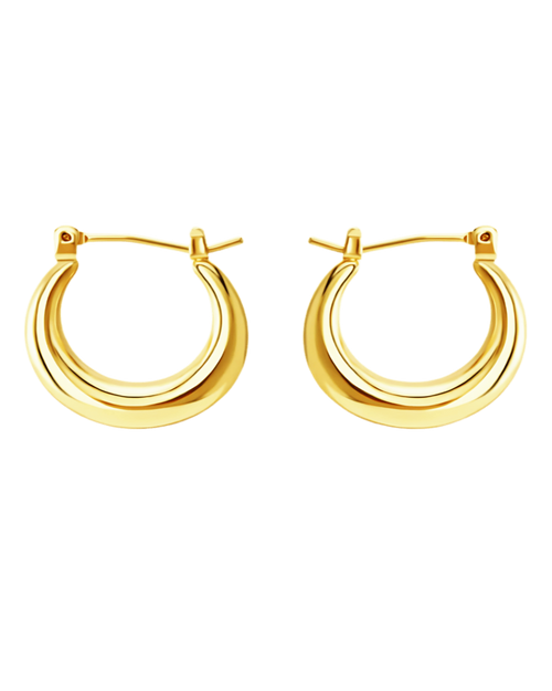18K Gold Hoops Earrings - Dome
