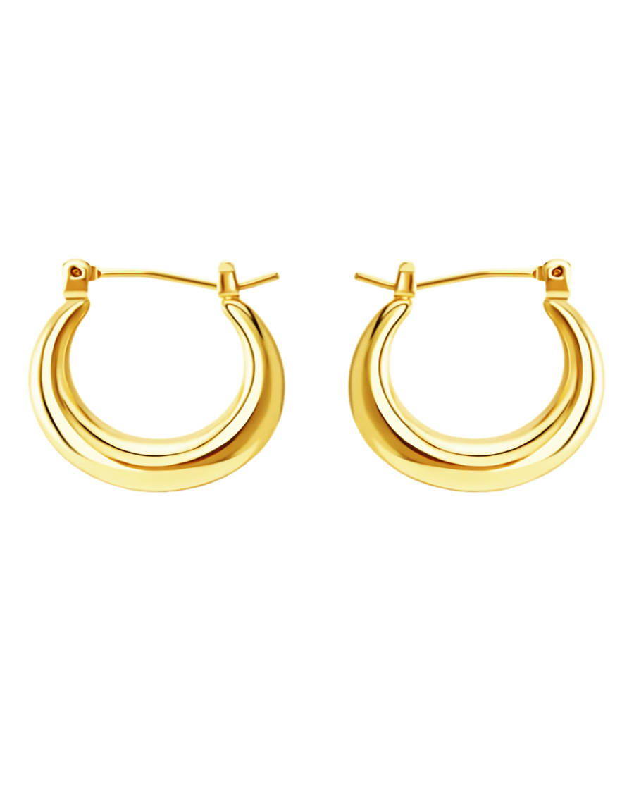 18K Gold Hoops Earrings - Dome