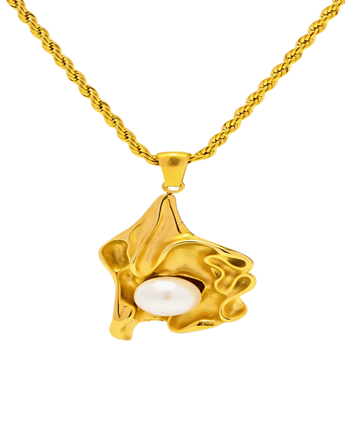 18K Gold Pendant Necklace with Pearl