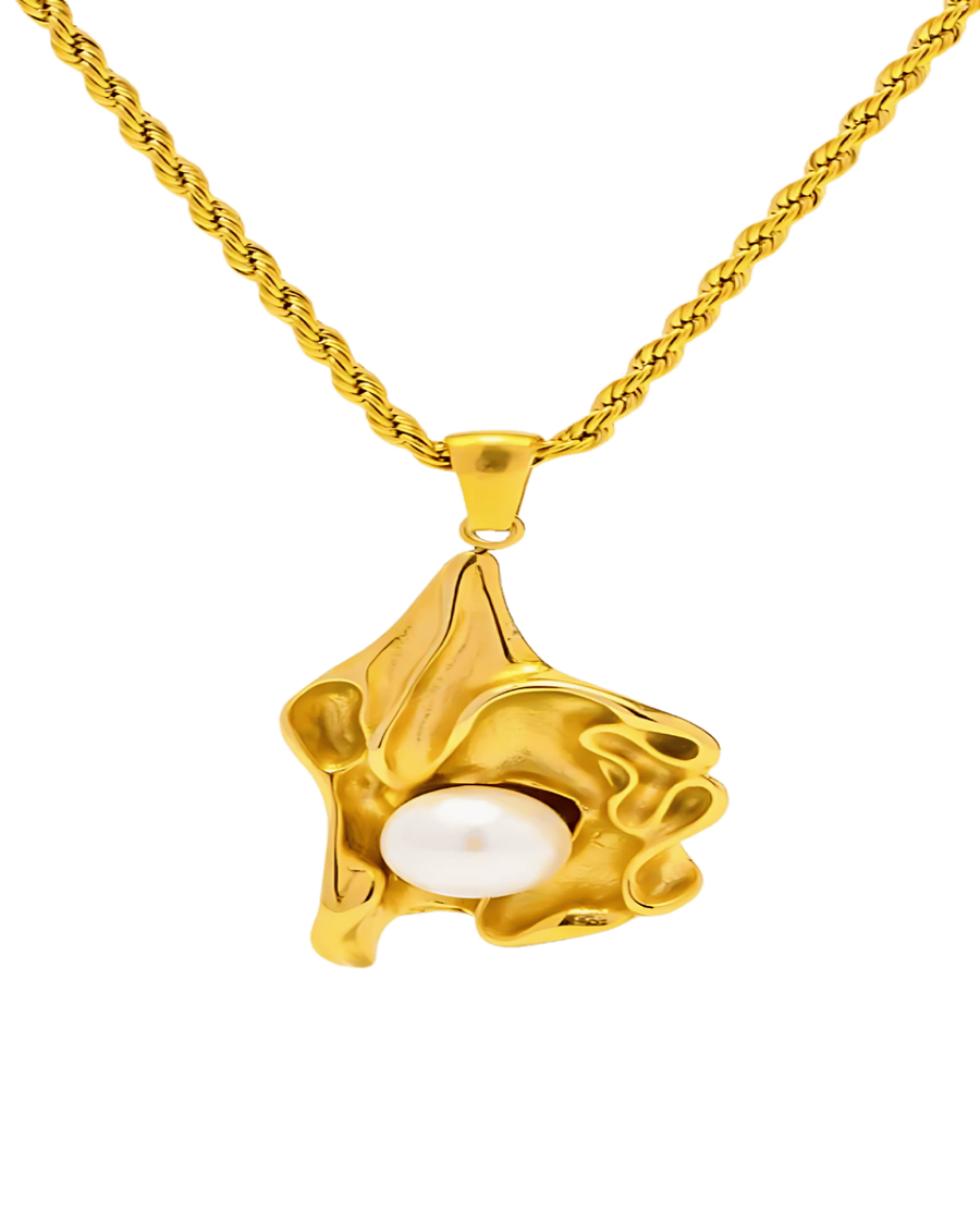 18K Gold Pendant Necklace with Pearl