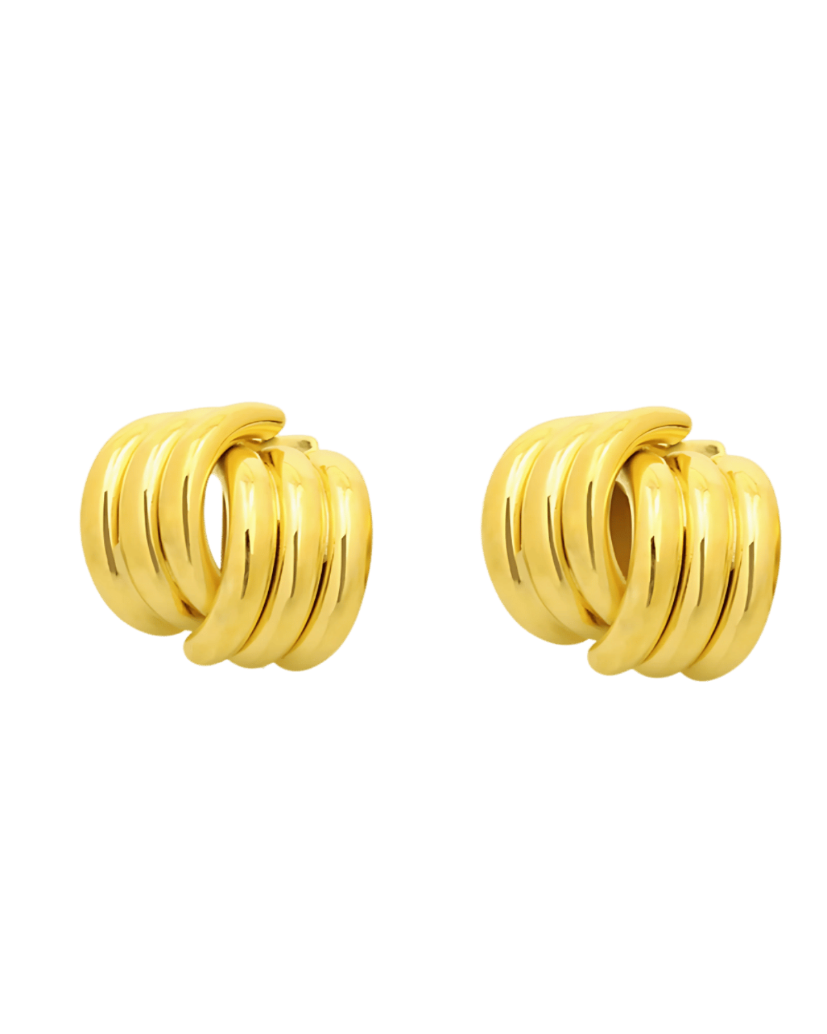 18K Gold Stud Earrings with Line