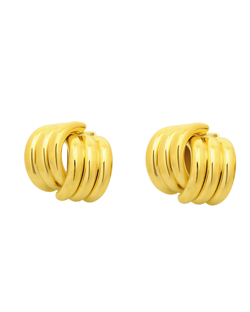 18K Gold Stud Earrings with Line